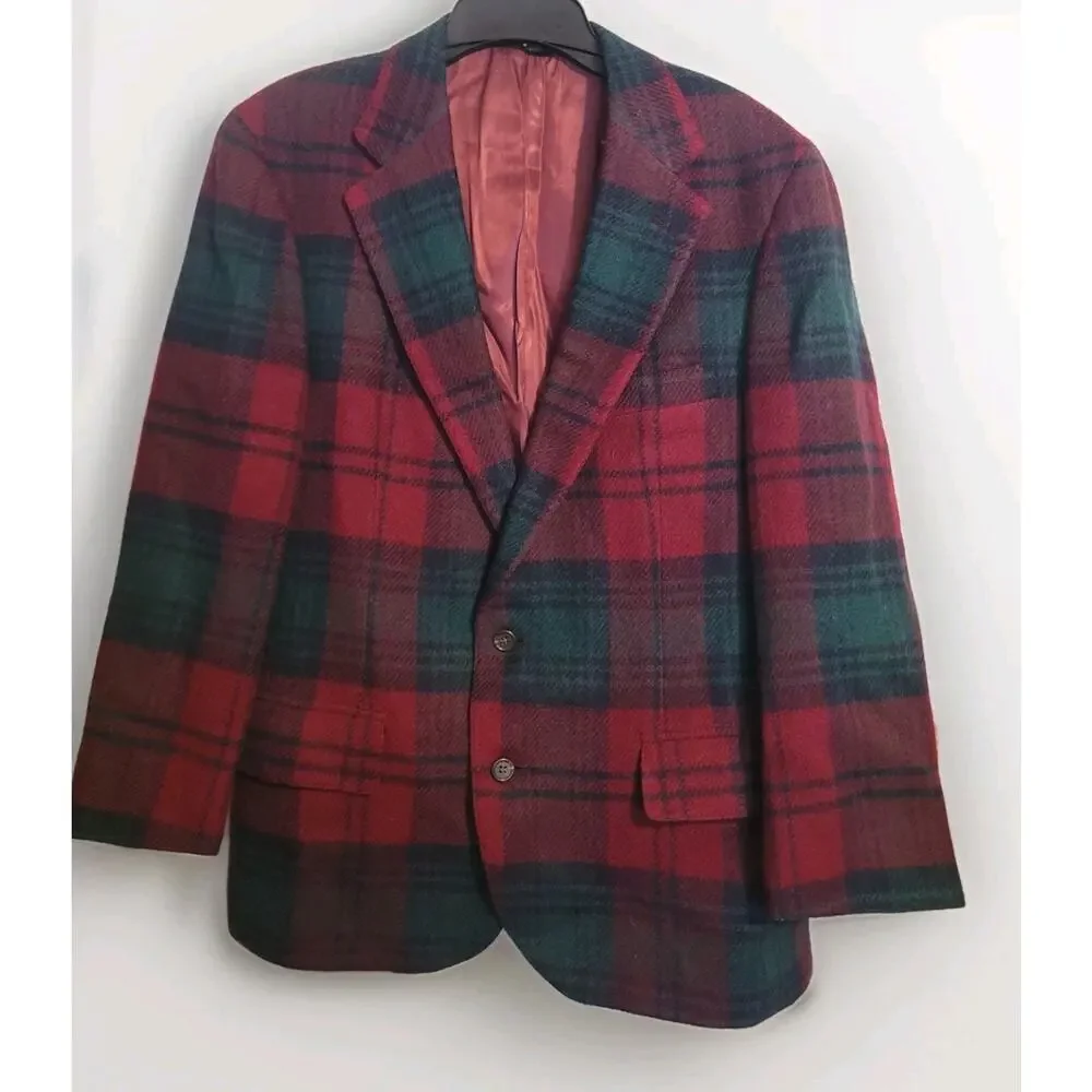 Vintage Ralph Lauren Blazer Mens 40 Tartan Plaid Wool Sport Coat Polo University - Picture 2 of 16
